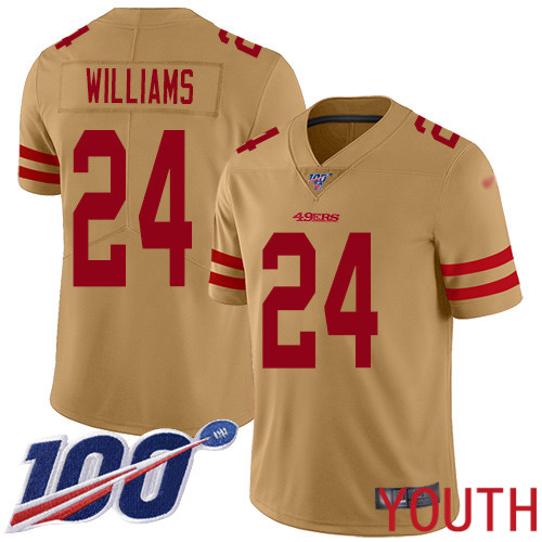 San Francisco 49ers Limited Gold Youth K Waun Williams NFL Jersey 24 100th Season Vapor Untouchable Inverted